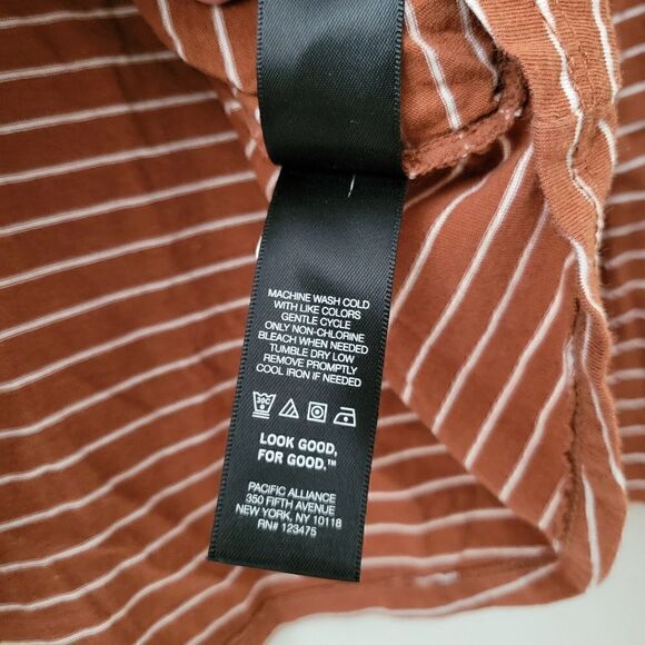 Kenneth Cole New York Orange White Striped Hoodie Top L - Picture 6 of 10